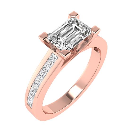 Smaragd-Diamant-Ring mit Ost-West-Schulterfassung