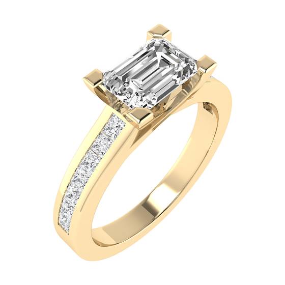 Smaragd-Diamant-Ring mit Ost-West-Schulterfassung