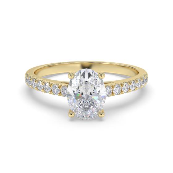 Ring mit ovalem Diamanten an der Schulter
