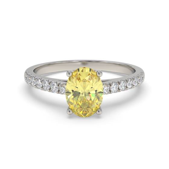 Ring mit ovalem, gelbem Diamanten im Schulterbereich