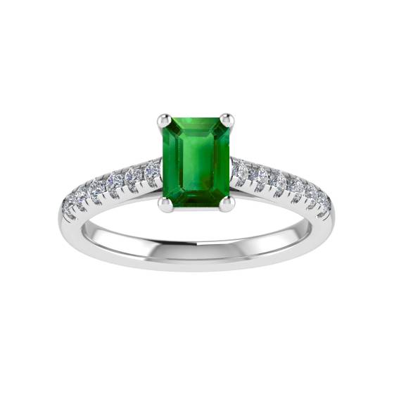 Smaragd-Diamant-Schulter-Set-Ring