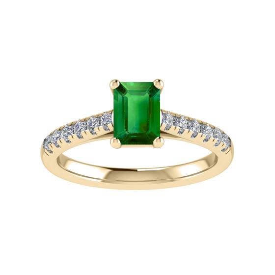 Smaragd-Diamant-Schulter-Set-Ring