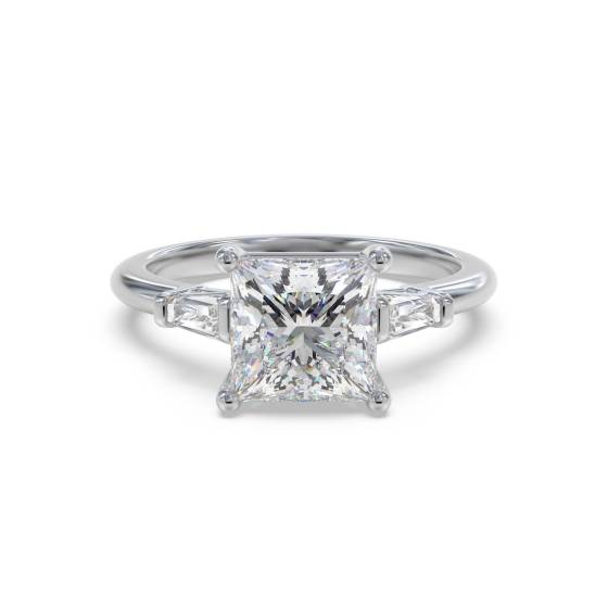Eleganter Trilogie-Ring mit Prinzess- und Baguette-Diamanten