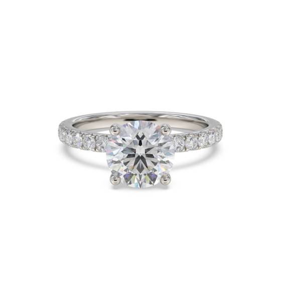 DH Certified 0.70ct VVS2/H Round Diamond Shoulder Set Ring in Platinum