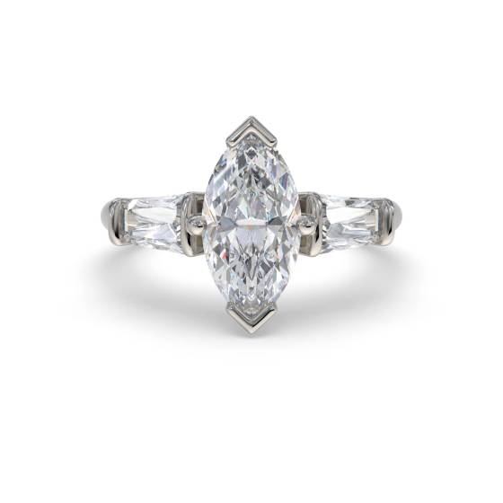 Moderner Trilogie-Ring mit Marquise- und Baguette-Diamanten