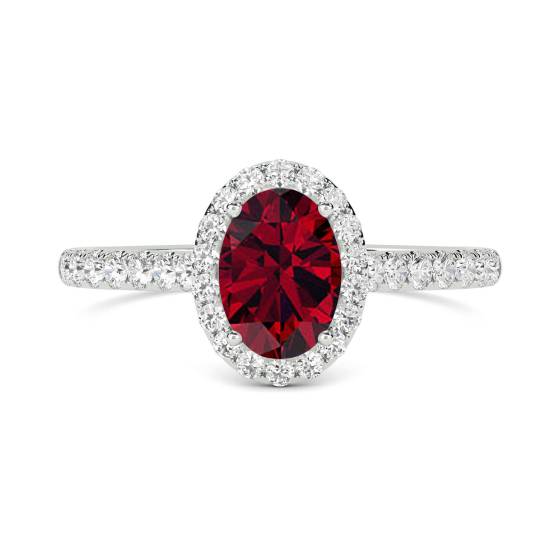 Rubin- und Diamant-Halo-Ring