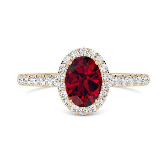 Rubin- und Diamant-Halo-Ring