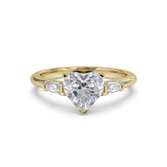 Moderner Herz- und spitz zulaufender Baguette-Diamant-Trilogie-Ring