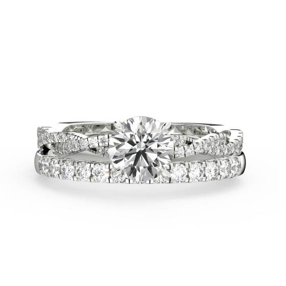 Rundes Diamant-Schulterset Brautset