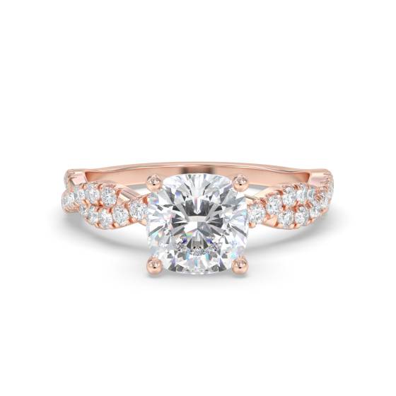 Vintage-Verlobungsring mit Infinity Twist Cushion-Diamanten