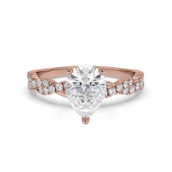 Infinity Twist Birnenförmiger Diamant Vintage Verlobungsring