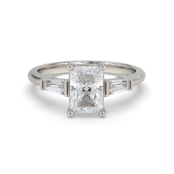 Eleganter Trilogie-Ring mit Radiant- und Baguette-Diamanten