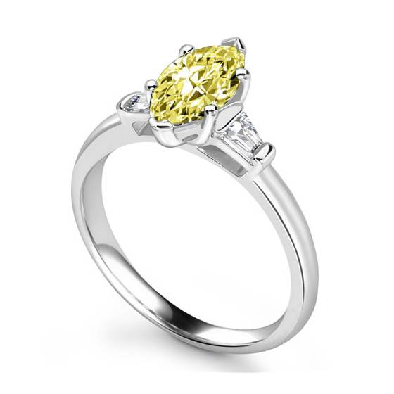 Trilogie-Ring mit gelbem Marquise-Diamanten
