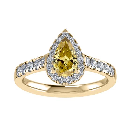 Ring mit gelbem Birnen-Diamantcluster
