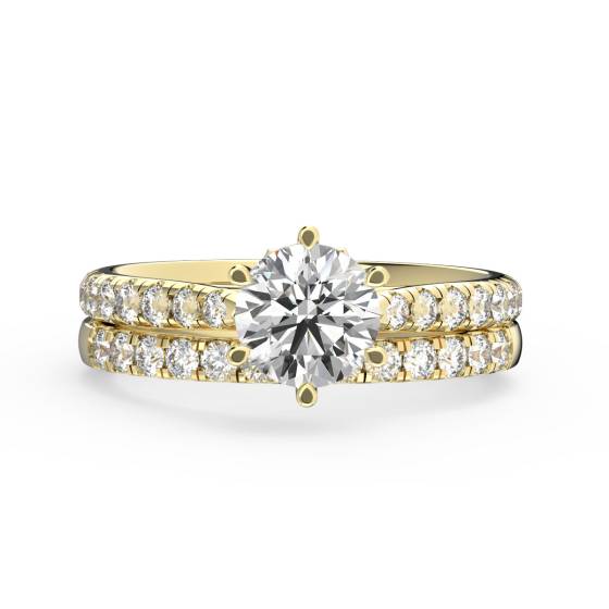 Rundes Diamant-Schulterset Brautset