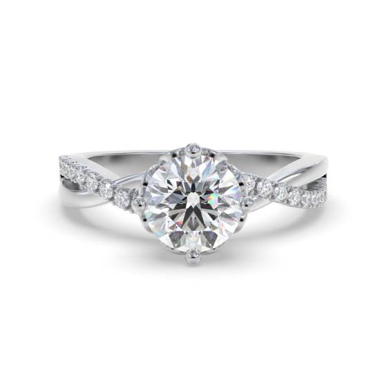 Verlobungsring mit Infinity Twist und rundem Diamanten