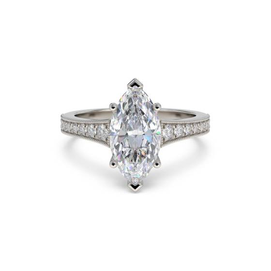 Marquise-Diamant-Ring mit Milgrain-Schulterfassung
