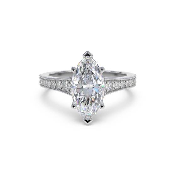 Marquise-Diamant-Ring mit Milgrain-Schulterfassung