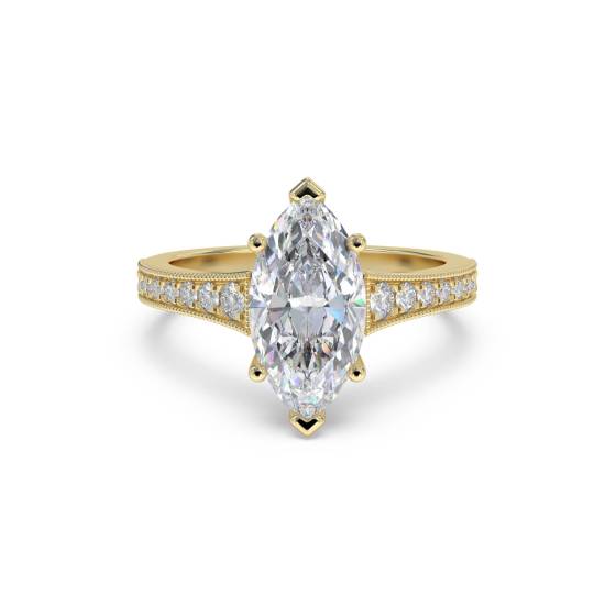 Marquise-Diamant-Ring mit Milgrain-Schulterfassung