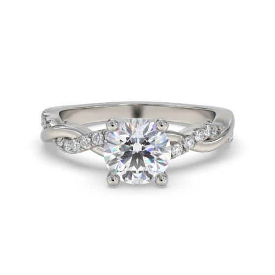 Verlobungsring mit Infinity Twist und rundem Diamanten