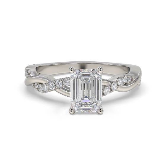 Infinity Twist Smaragd-Diamant-Verlobungsring