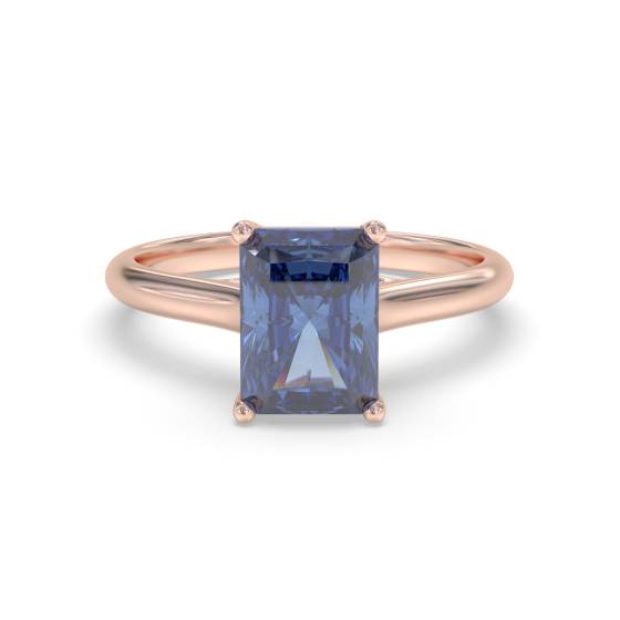 Ausgefallener blauer strahlender Saphir-Diamant-Solitärring