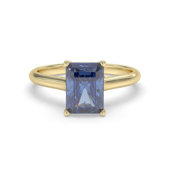 Ausgefallener blauer strahlender Saphir-Diamant-Solitärring