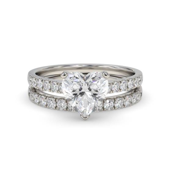 Herzförmiger Diamant-Schulterring mit passendem Band