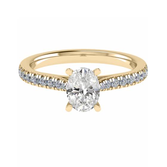1.70ct VS1/E Lab Grown Oval Diamond Shoulder Set Ring in 18k Yellow Gold