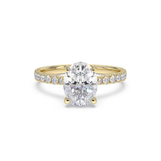 1.37ct VS1/D Lab Grown Oval Diamond Shoulder Set Ring in 18k Yellow Gold