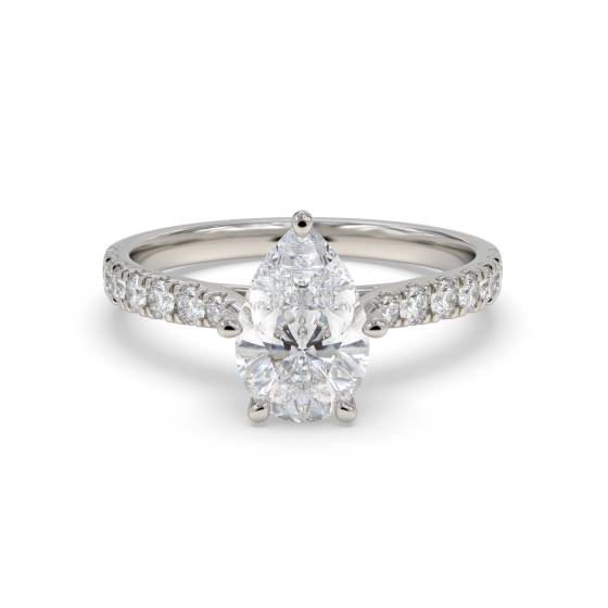 1.24ct VVS2/E Lab Grown Pear Diamond Shoulder Set Ring in Platinum