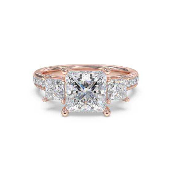 3-Stein-Prinzess-Diamant-Schulterring