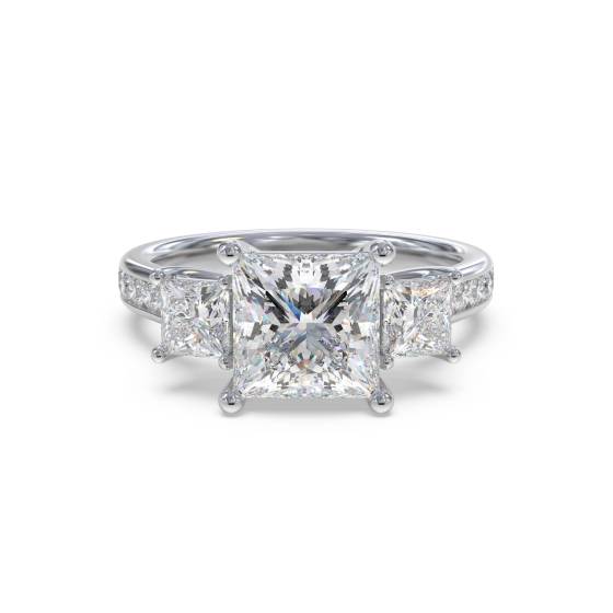 3-Stein-Prinzess-Diamant-Schulterring