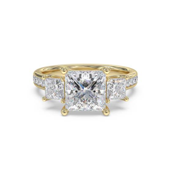 3-Stein-Prinzess-Diamant-Schulterring