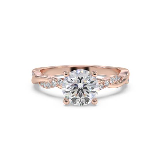 DH Certified 0.70ct SI1/D Round Diamond Shoulder Set Ring in 18k Rose Gold