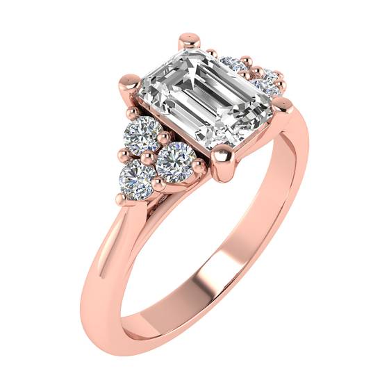 Smaragd-Diamant-Schulter-Set-Ring