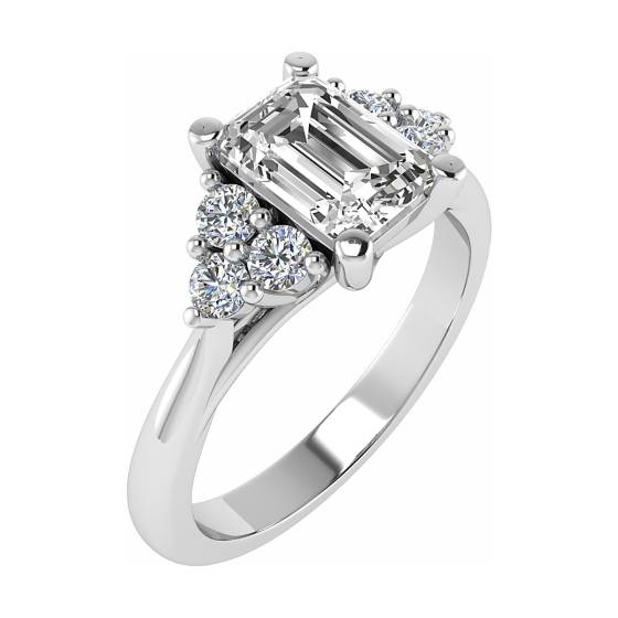 Smaragd-Diamant-Schulter-Set-Ring