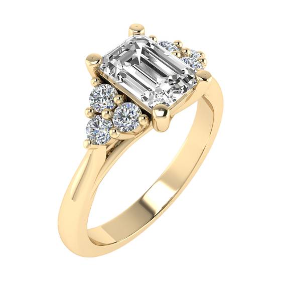 Smaragd-Diamant-Schulter-Set-Ring