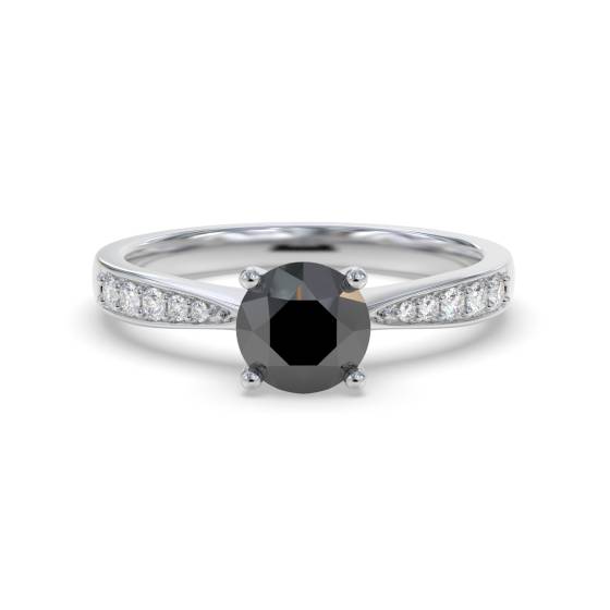 Ring mit schwarzem Diamanten an der Schulter
