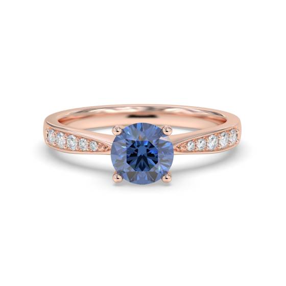 Runder blauer Saphir und Diamantring