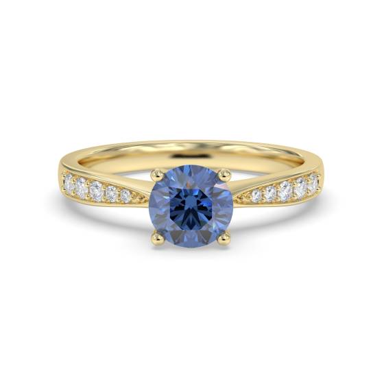 Runder blauer Saphir und Diamantring