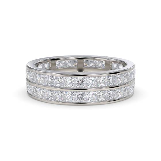 Zweireihiger Prinzessschliff-Diamant-Ewigkeitsring