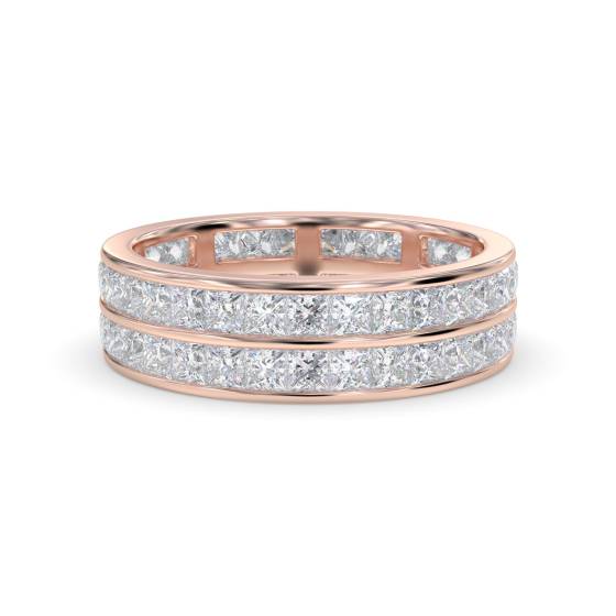 Zweireihiger Prinzessschliff-Diamant-Ewigkeitsring