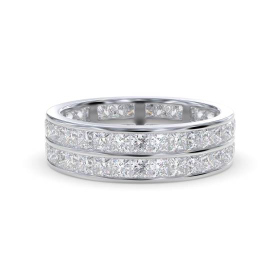 Zweireihiger Prinzessschliff-Diamant-Ewigkeitsring