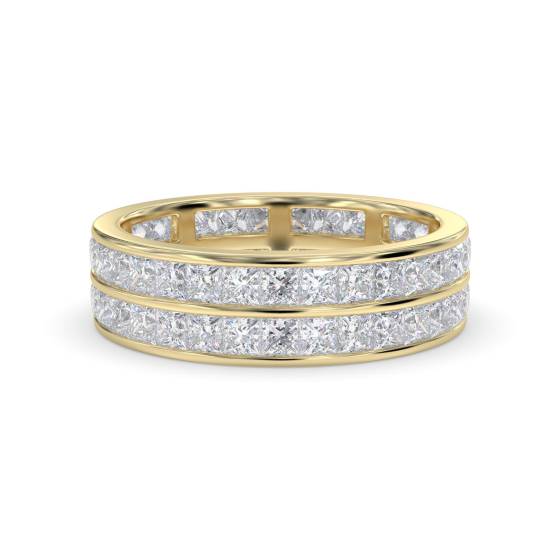 Zweireihiger Prinzessschliff-Diamant-Ewigkeitsring