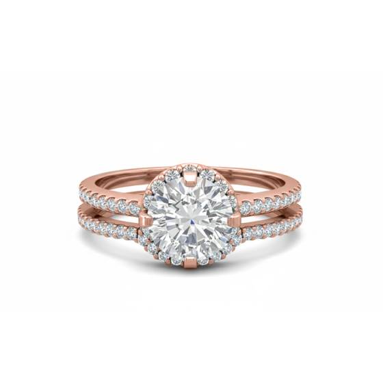 Runder Diamant-Schulterring mit passendem Band