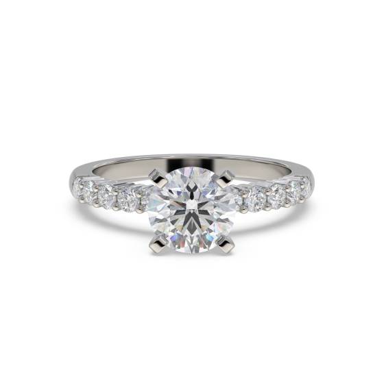 Ring mit 1,15 ct VS1/F rundem Naturdiamanten im Schulter-Set