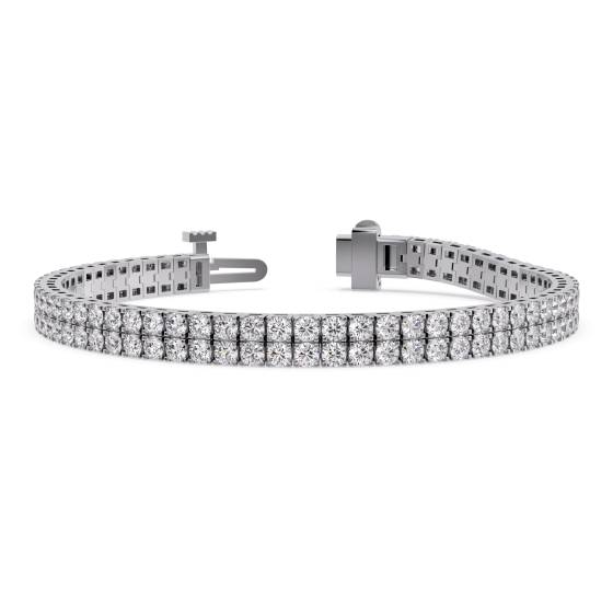 Tennisarmband mit rundem Diamanten, zweireihig