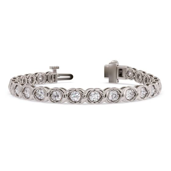 Modernes Tennisarmband mit runder Diamantfassung