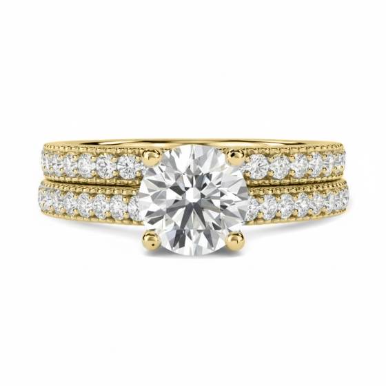 Runder Diamant-Schulterring mit passendem Band